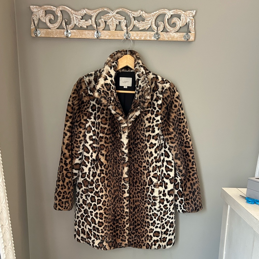 LOFT Leopard Print Teddy Jacket